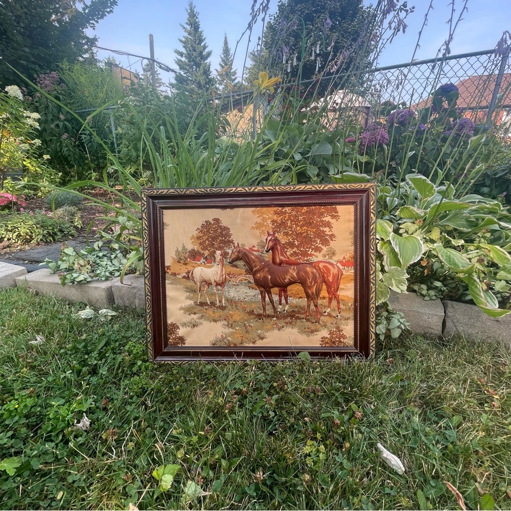 Vintage Fabric Horse Art – Trapunto 3D Wall Hanging Rustic Equestrian Decor - Picture 9 of 11